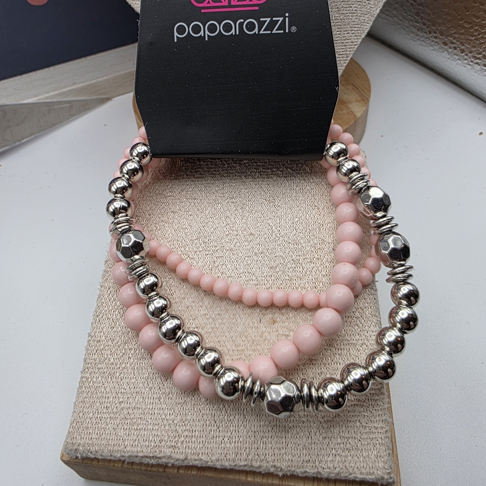 Paparazzi Blush Pink and Silver Bracelet Duo (503)